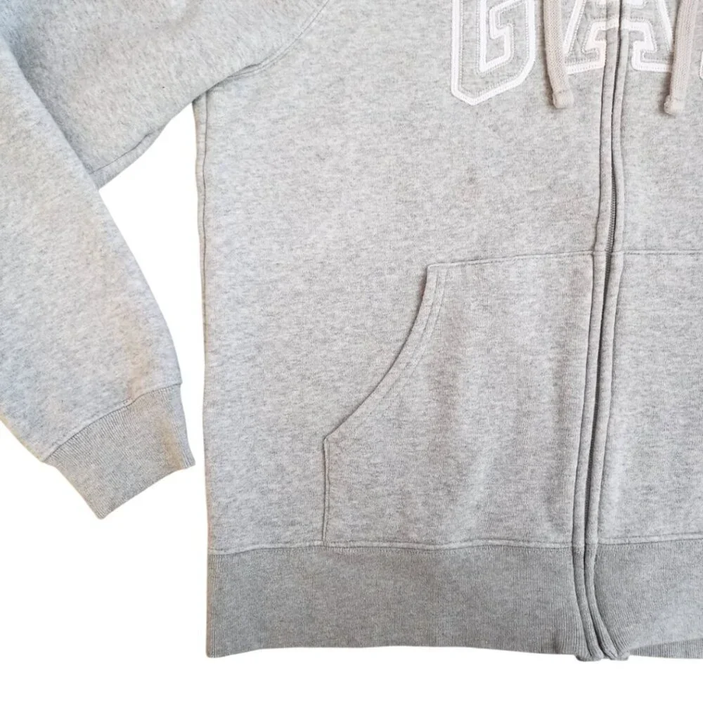 GAP Gray Zip-Up Hoodie – Classic Logo Sweatshirt, Unisex Size L